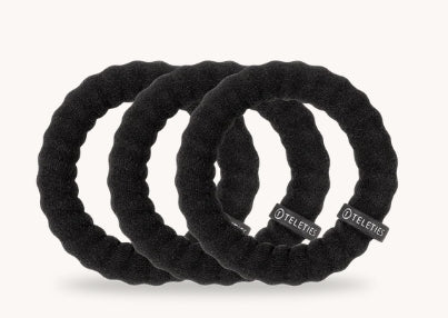 Teleties Nylon Hair Ties Jet Black (Large)