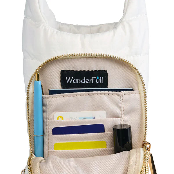 Wanderfull White HydroBag with Tennis Embroidery and Navy, Green, White Strap