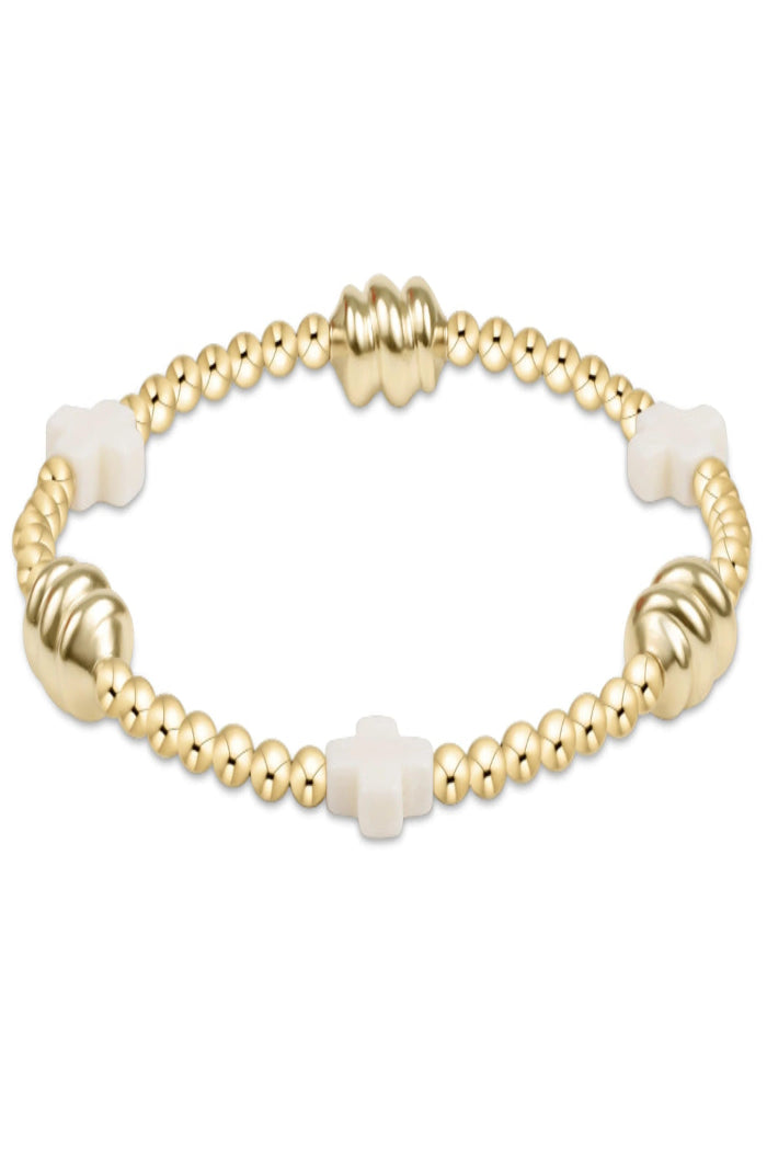 enewton Signature Cross Off-White &amp; Admire Gold 3mm Gold Bracelet