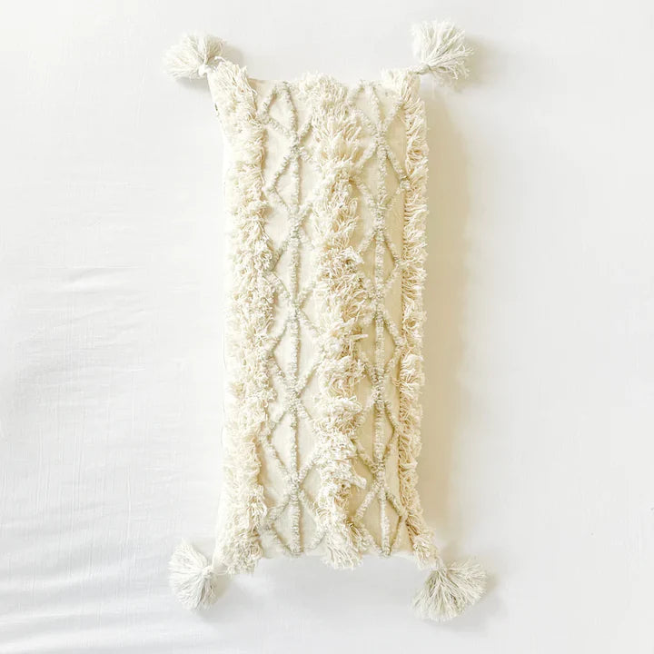 Patina Vie Diamond Stripe Tufted Rectangle Pillow