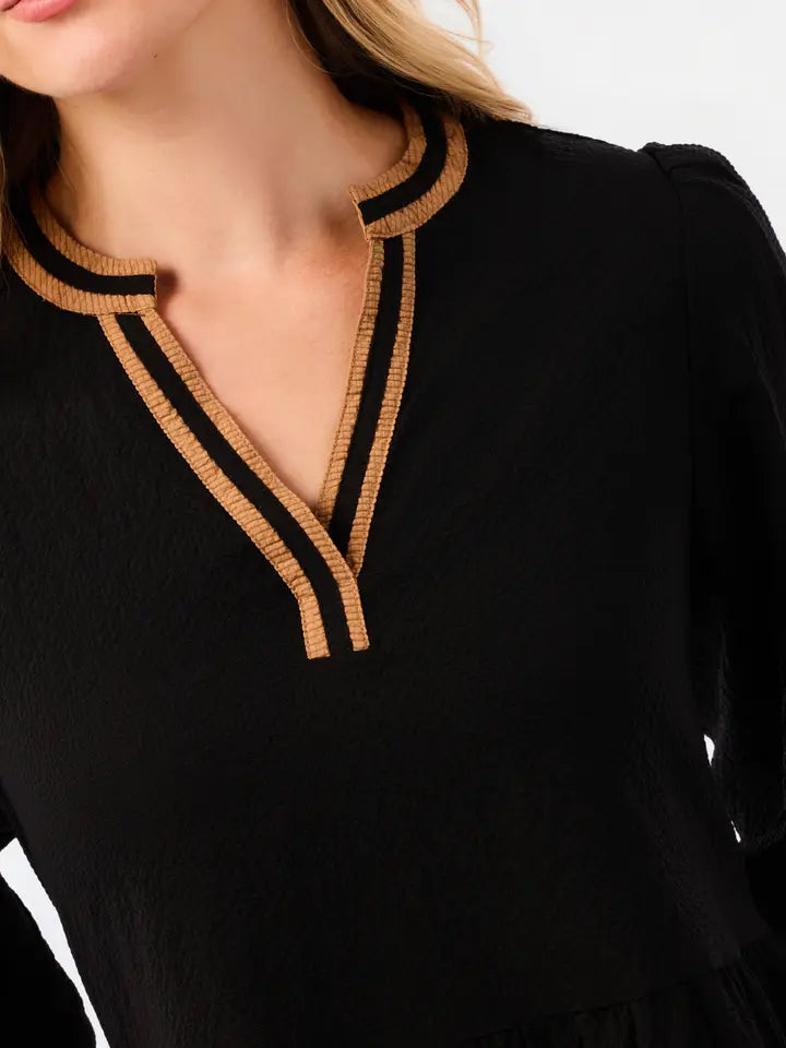 Mary Square Cooper Dress Black/Tan