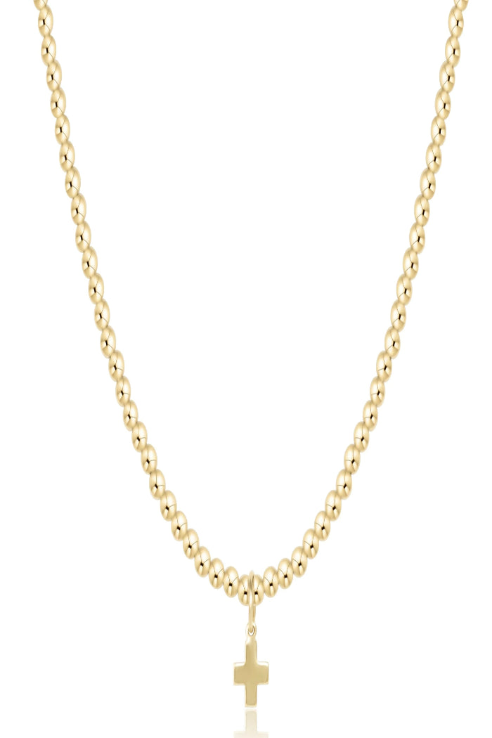 enewton Choker Classic Gold 3mm Bead - Signature Cross Gold Charm