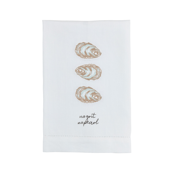 Mud Pie Oyster Embroidery Kitchen Towel