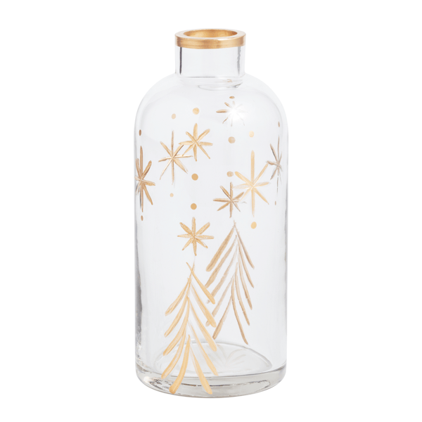 Mud Pie Winter Gold Glass Vase