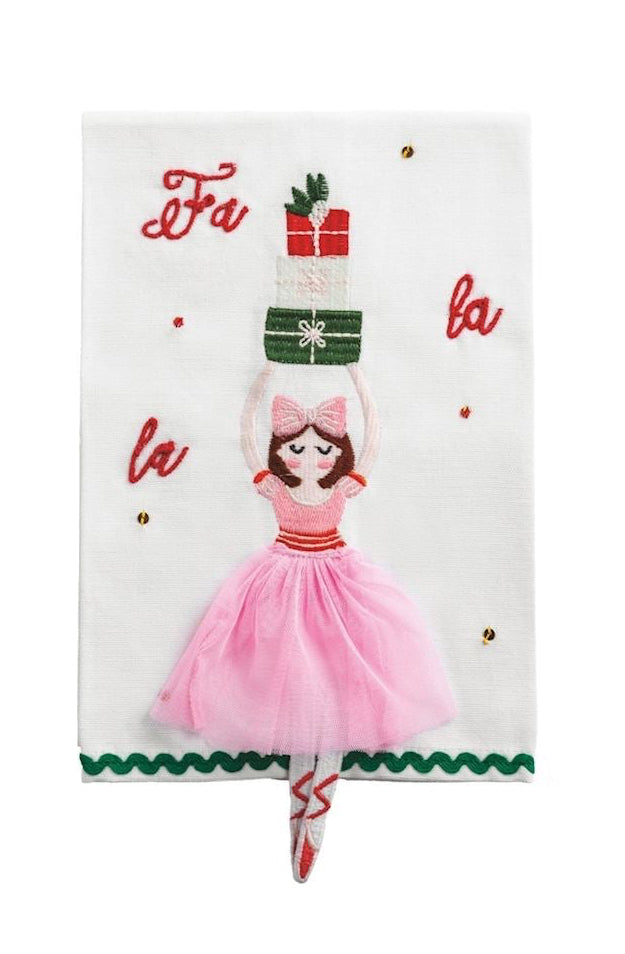 Mud Pie Christmas Dangle Embroidery Towel