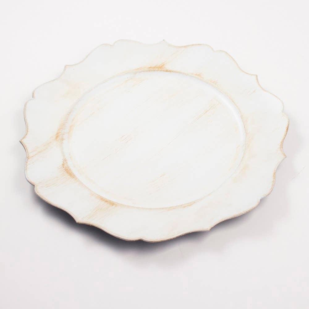 Cartouche Charger Antique White 13"