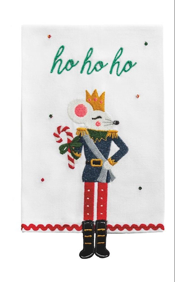 Mud Pie Christmas Dangle Embroidery Towel