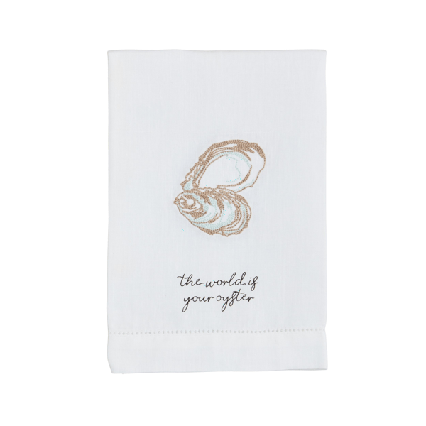 Mud Pie Oyster Embroidery Kitchen Towel
