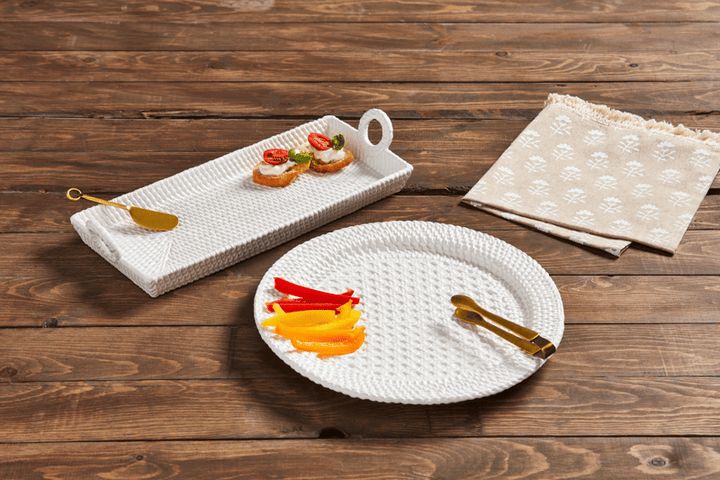 Mud Pie Woven Ceramic Hostess Set