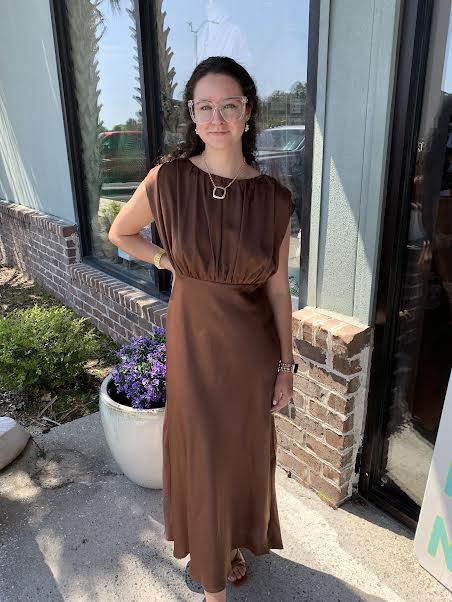 Everything About Us Ruched Satin Midi