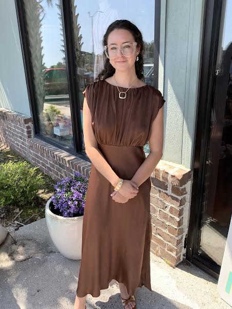Everything About Us Ruched Satin Midi