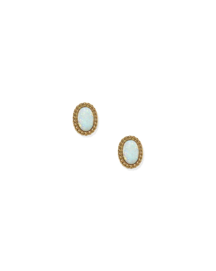 Linny Co Screwback Stud Earrings - Luna Opal White