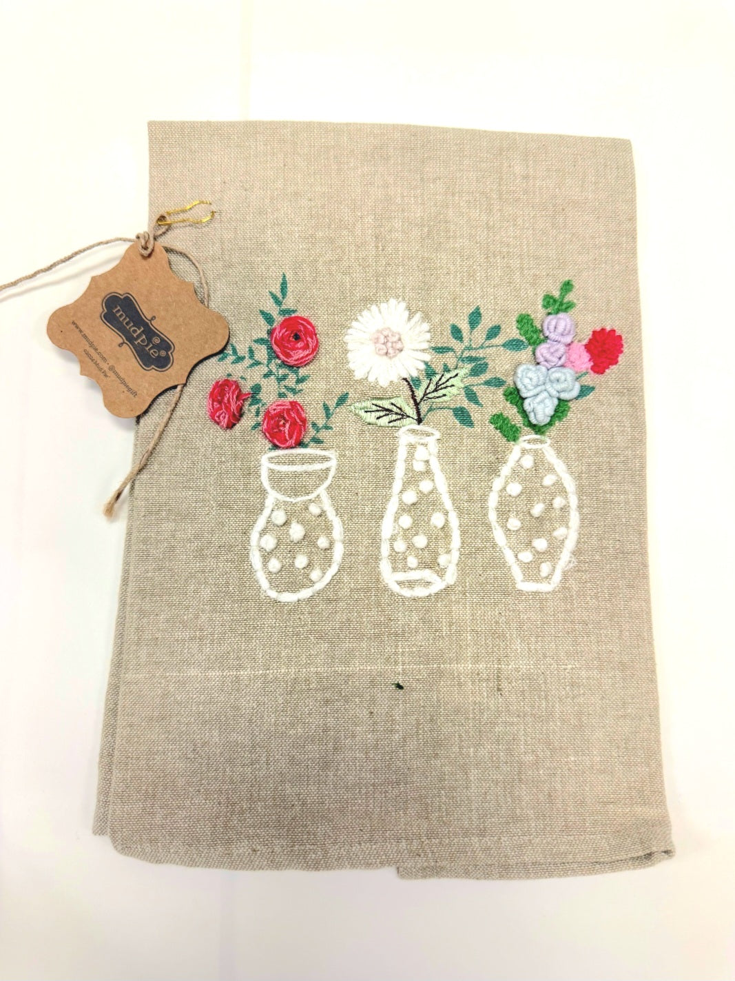 Mud Pie Spring Embroidered Kitchen Towel