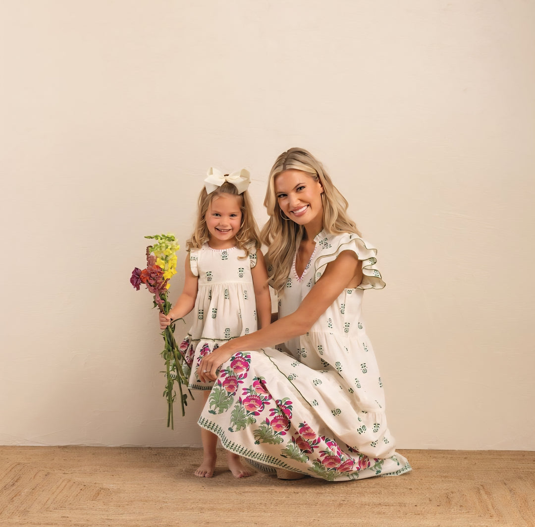 Mud Pie Ivory Block Print Dress