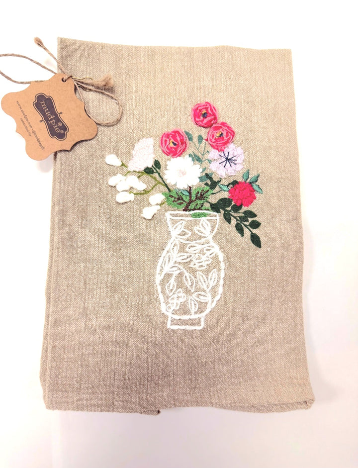 Mud Pie Spring Embroidered Kitchen Towel