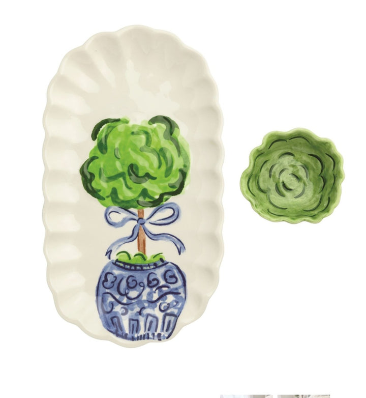 Mud Pie Topiary Tray &amp; Tidbit Set