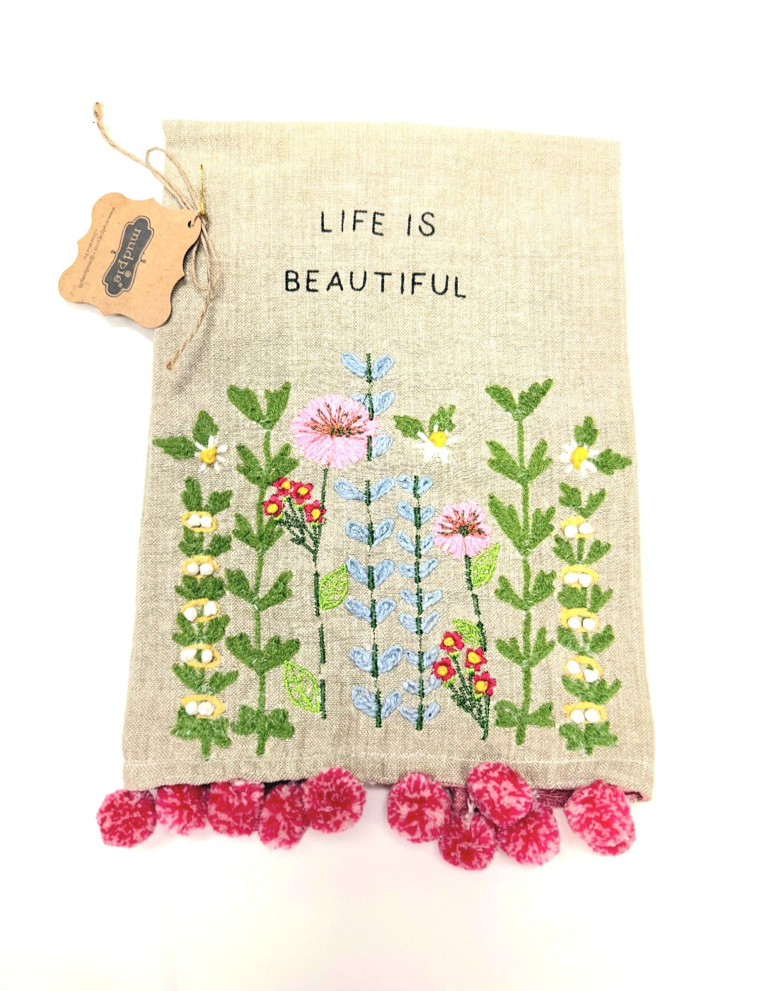 Mud Pie Spring Embroidered Kitchen Towel