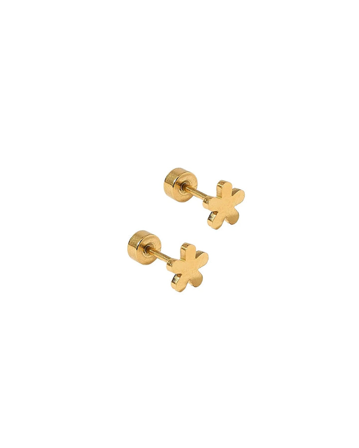 Linny Co Screwback Stud Earrings - Briar Flower Gold