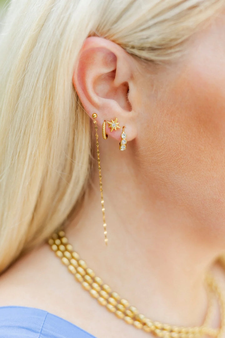 Linny Co Screwback Stud Earrings - Devin Duster Gold