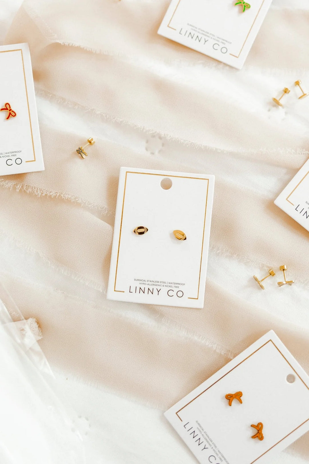 Linny Co Screwback Stud Earrings - Football
