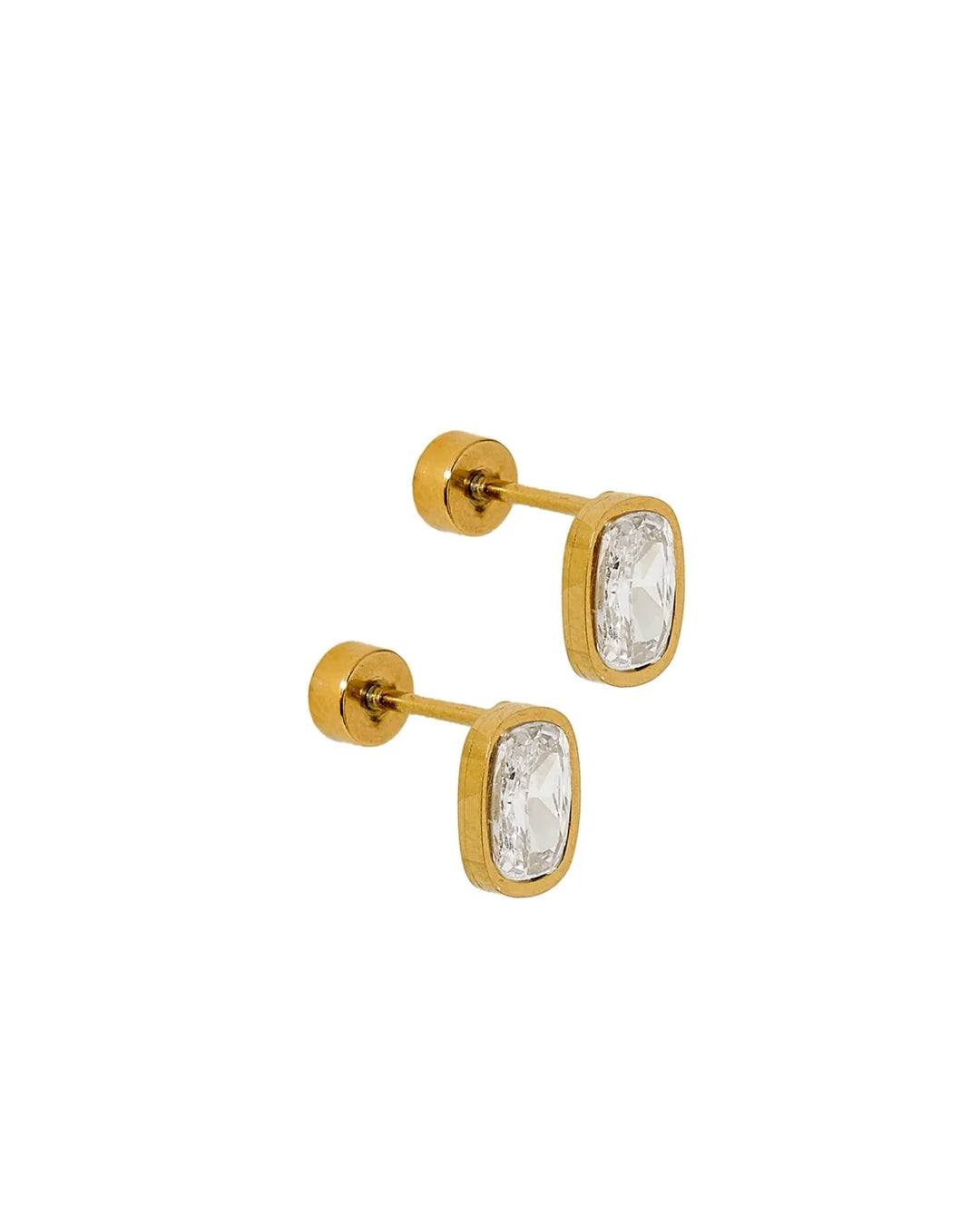 Linny Co Huggie &amp; Screwback Stud Set - Kay Clear Gold