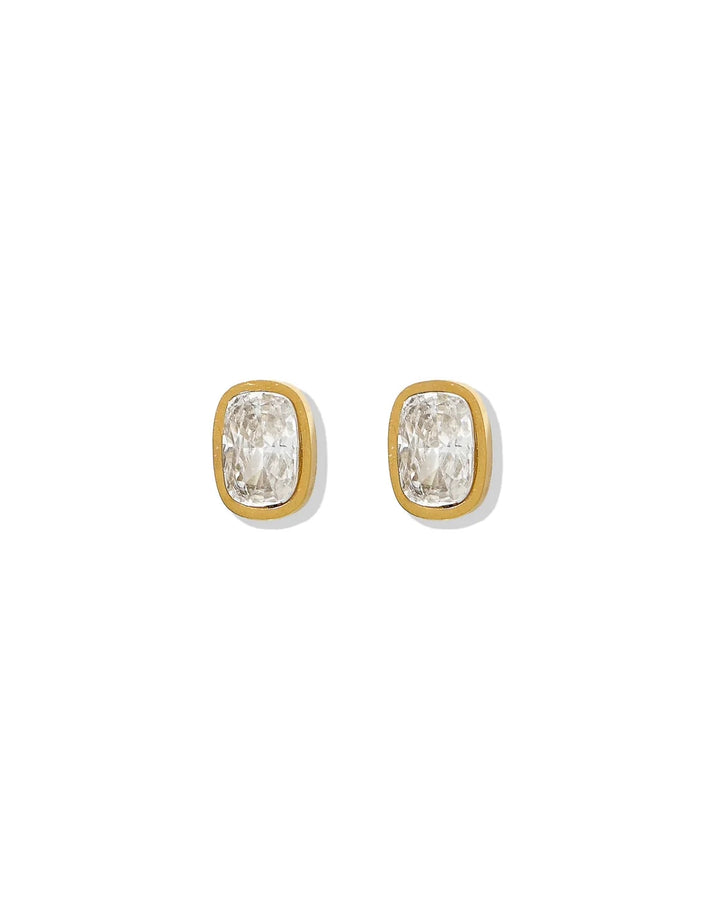 Linny Co Huggie &amp; Screwback Stud Set - Kay Clear Gold