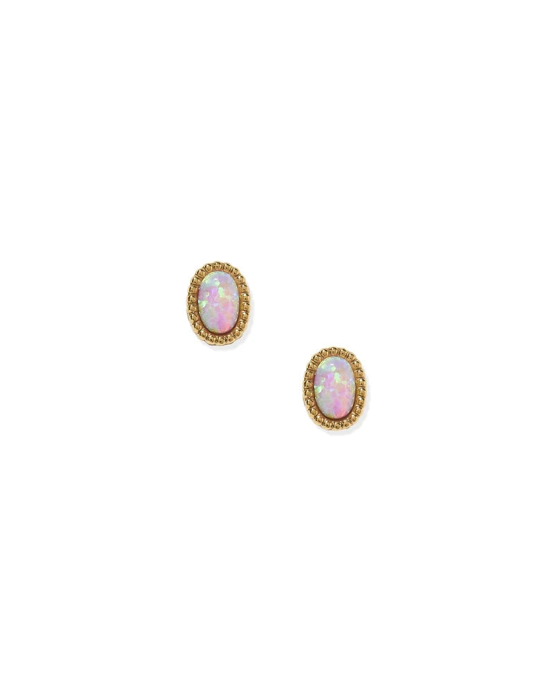Linny Co Screwback Stud Earrings - Luna Opal Light Pink