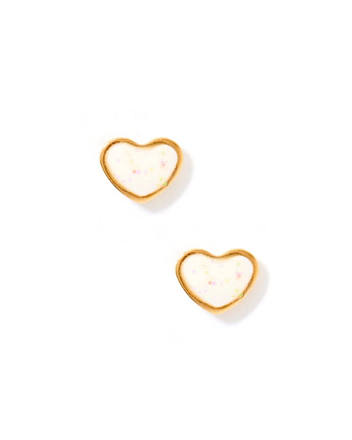 Linny Co Screwback Stud Earrings - Nora Heart White