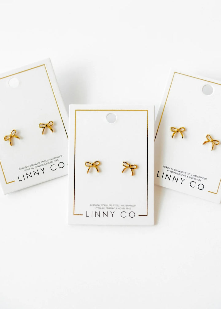 Linny Co Screwback Stud Earrings - Sadie Bow Gold