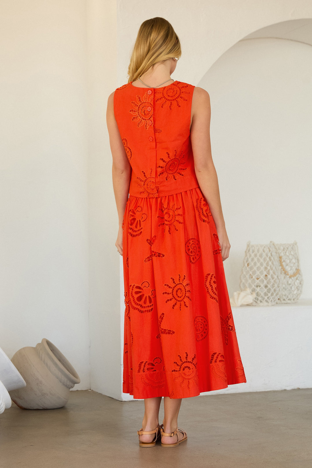By The Sea Eyelet Midi Skirt