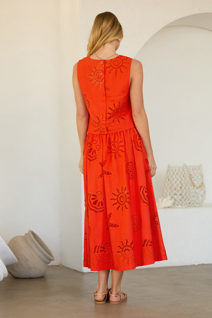By The Sea Eyelet Midi Skirt