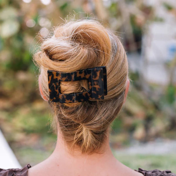 Teleties Tortoise Small Flat Rectangle Hair Clip