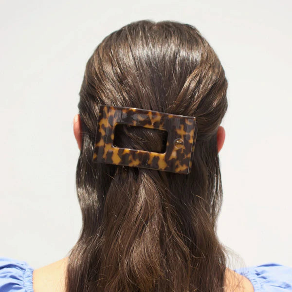 Teleties Tortoise Small Flat Rectangle Hair Clip